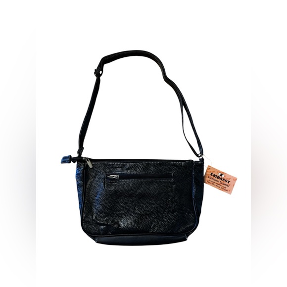 Vintage Y2K NOS Embassy Genuine Leather Shoulder Bag Reptile Print Brown Black - Picture 4 of 5